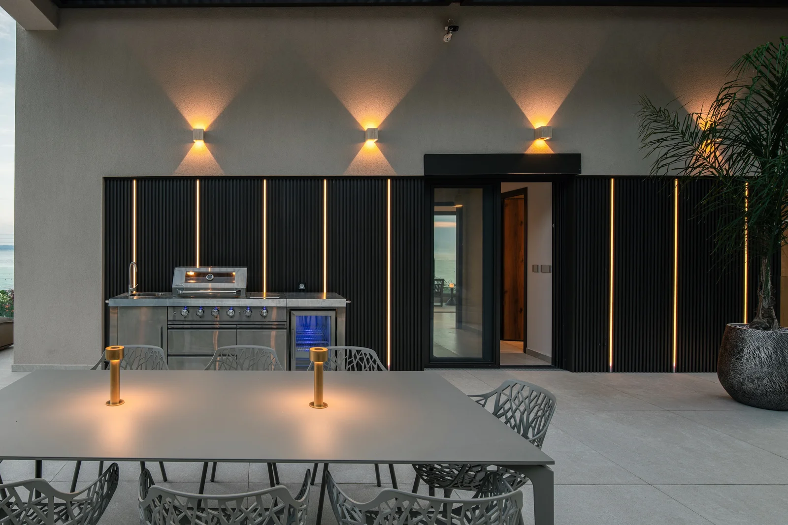 The open kitchen and dining space